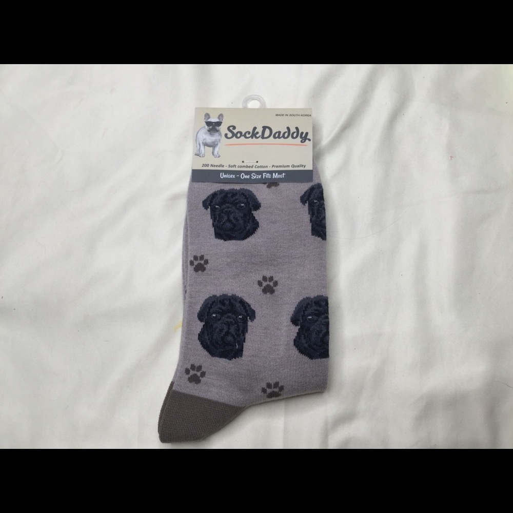 Sock Daddy Black Pug Socks NEW